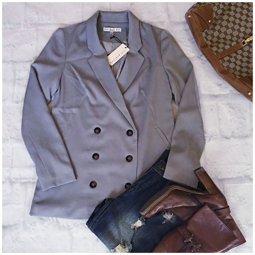 LAST ONE❗CURRENT AIR Anthro Slate Gray Chic Blazer - Picture 5 of 8